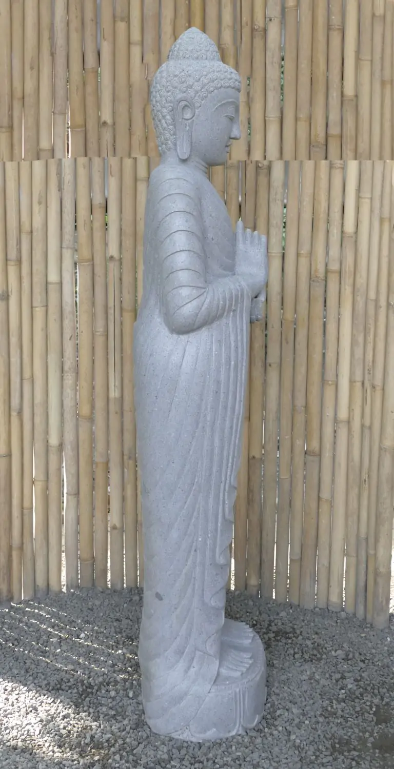  Product image 6 of the product “Standing Buddha made of Riverstone in Dharmachakra position - gesture of wheel of the teaching of Dharma. About 180cm height. ”